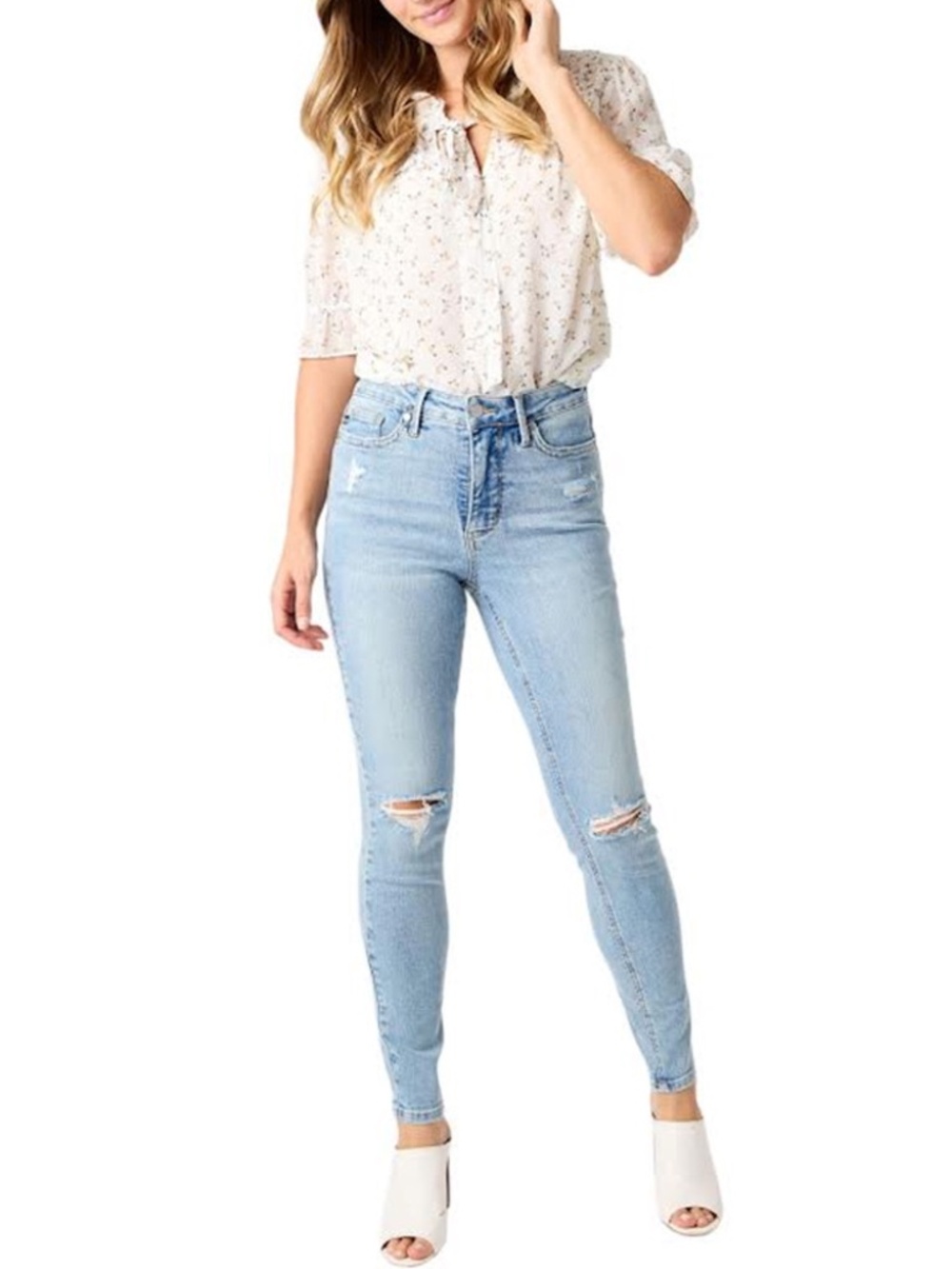Judy Blue Mid Rise Tummy Control Destroy Skinny Jeans